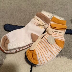 6 pack - Kids Organic Cotton Socks - White and Orange